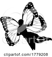 A Fairy In Silhouette With Butterfly Wings by AtStockIllustration