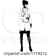 Doctor Woman With Clipboard Medical Silhouette