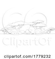 Poster, Art Print Of African Safari Animals Silhouette Landscape