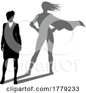 Poster, Art Print Of Superhero Business Woman With Super Hero Shadow