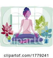 Poster, Art Print Of Woman Meditating Doing Yoga Pilates Illustration