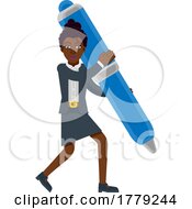Poster, Art Print Of Black Business Woman With Giant Pen Concept