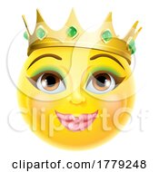 Queen Princess Emoticon Gold Crown Cartoon Face by AtStockIllustration