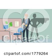 Poster, Art Print Of Business Man Hero With Superhero Shadow Concept