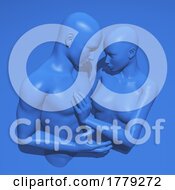 Poster, Art Print Of 3d Concept Art With Male And Female Figure In Embrace