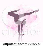 Silhouette Of A Gymnast On A Watercolour Background