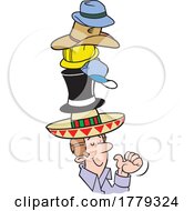Cartoon Happy Man Of Many Hats