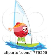 Poster, Art Print Of Windsurfing Cranberry Food Mascot Character