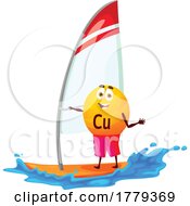 Poster, Art Print Of Copper Or Cuprum Micronutrient Mascot Windsurfing