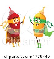 Poster, Art Print Of Ketchup And Mustard Super Hero Bottles High Fiving