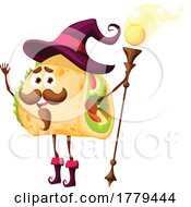 Poster, Art Print Of Wizard Taco Food Mascot Character