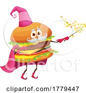 Poster, Art Print Of Wizard Cheeseburger Food Mascot Character