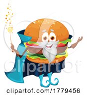 Wizard Burger Food Mascot Character by Vector Tradition SM