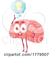 Poster, Art Print Of Brain Mascot Character With A Bright Idea