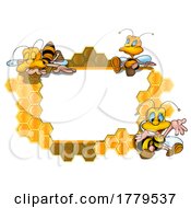 Poster, Art Print Of Honeycomb Border With Bees
