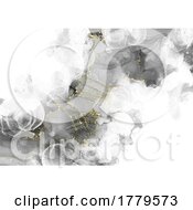 Poster, Art Print Of Alcohol Ink Background In Black And White With Gold Glitter
