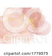 Poster, Art Print Of Elegant Pastel Pink Alcohol Ink Background With Gold Elements