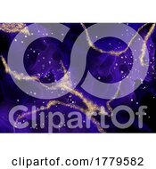 Poster, Art Print Of Vibrant Purple Hand Painted Alcohol Ink Background With Gold Glitter