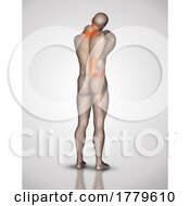 Poster, Art Print Of 3d Male Figure Holding His Neck And Back In Pain
