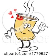 Poster, Art Print Of Cartoon Coffee Cup Mascot With Lipstick Marks And Hearts