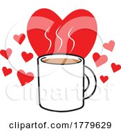 Poster, Art Print Of Cartoon Hot Chocolate Or Coffee With Hearts