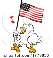 Poster, Art Print Of Cartoon Bird Tweeting And Carrying An American Flag