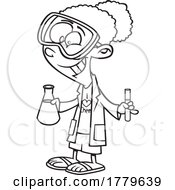 Cartoon Black And White Girl Chemist