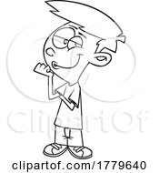 Poster, Art Print Of Cartoon Black And White Boy With A Big Ego