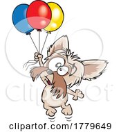 Poster, Art Print Of Cartoon Birthday Pup Floating With Balloons