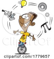 Cartoon Boy With STEM Icons