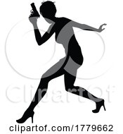 Silhouette Woman Female Movie Action Hero With Gun