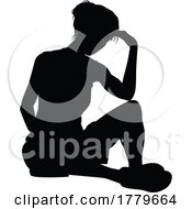 Woman Sitting On Floor Thinking Silhouette