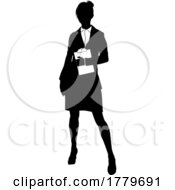 Business People Woman With Clipboard Silhouette