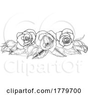 Poster, Art Print Of Roses Woodcut Vintage Style Flower Design
