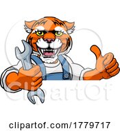 Poster, Art Print Of Tiger Plumber Or Mechanic Holding Spanner
