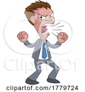 Angry Boss Business Man In Suit Cartoon Shouting
