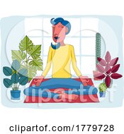 08/07/2022 - Woman Meditating Doing Yoga Pilates Illustration