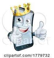 08/07/2022 - Mobile Phone King Crown Thumbs Up Cartoon Mascot