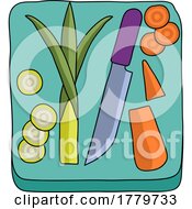 Poster, Art Print Of Vegetables And Knife On Chopping Cutting Board