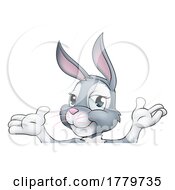 08/07/2022 - Easter Bunny Rabbit Cartoon Character Peeking Sign