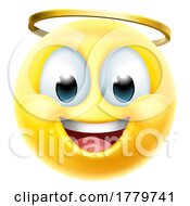 Poster, Art Print Of Angel Emoji Emoticon Man Face Cartoon Icon Mascot