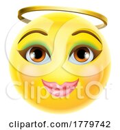 Angel Emoji Emoticon Woman Female Cartoon Icon by AtStockIllustration