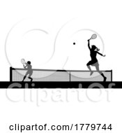 08/10/2022 - Tennis Women Playing Match Silhouette Players
