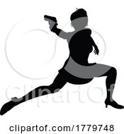 Woman Silhouette Action Secret Agent Spy With Gun by AtStockIllustration