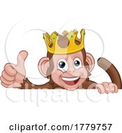 Poster, Art Print Of Monkey King Crown Cartoon Animal Thumbs Up Sign