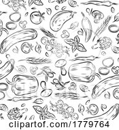 08/11/2022 - Hand Drawn Fruits And Vegetables Set Seamless Pattern