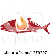 Poster, Art Print Of Fish Logo With Fire