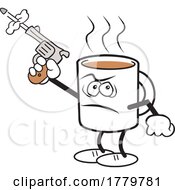 Cartoon Shooting Angry Mug Shots Coffee Moji Mascot