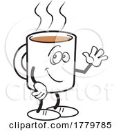 Cartoon Waving Mug Shots Coffee Moji Mascot