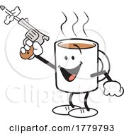 Cartoon Shooting Mug Shots Coffee Moji Mascot